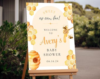 Bee Themed Baby Shower Welcome Sign, Gender Neutral Custom Foam Board Baby Shower Poster, Sweet as Can Bee Baby Shower Easel sign