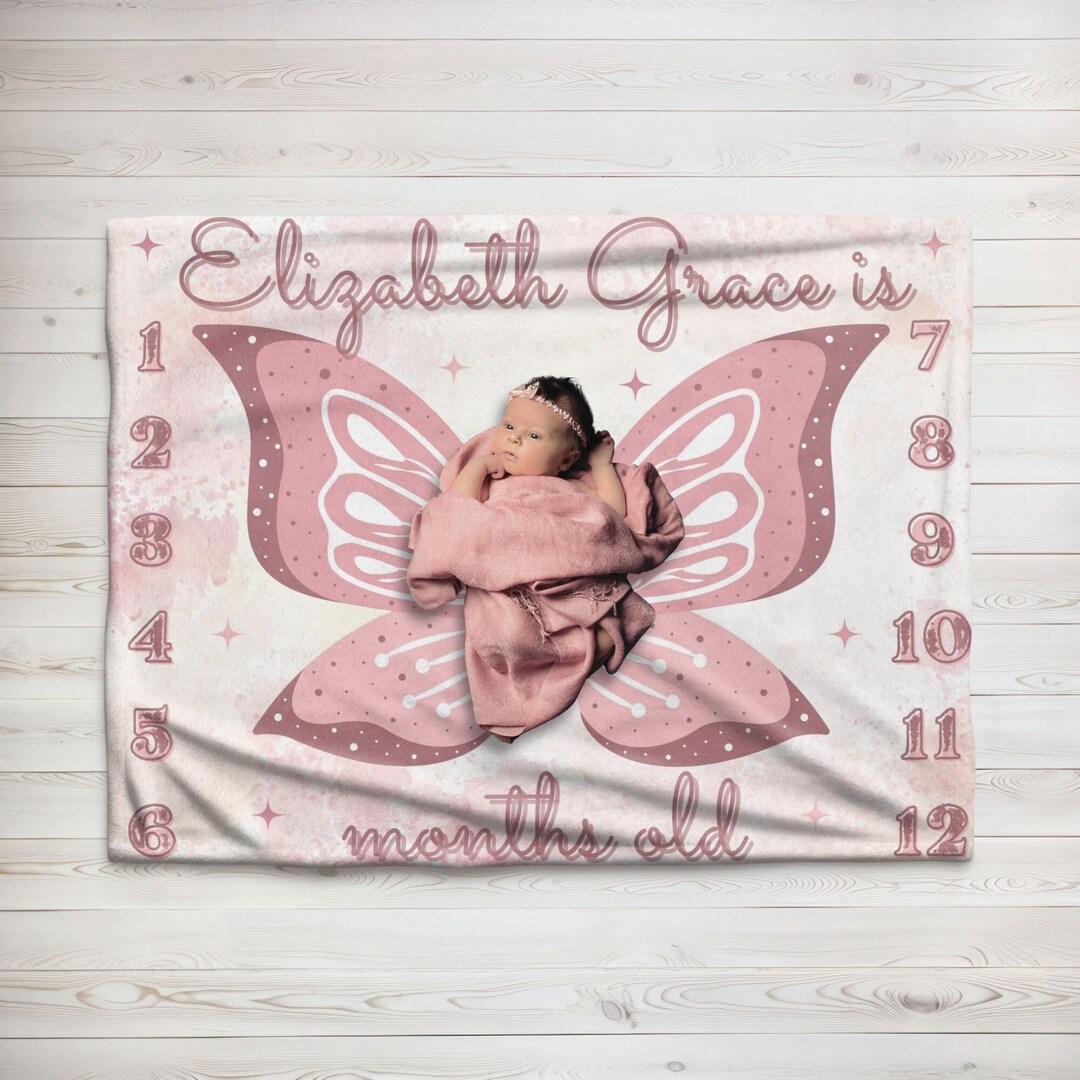 Butterfly Milestone Blanket, Baby Milestone Blanket Girl, Baby Monthly