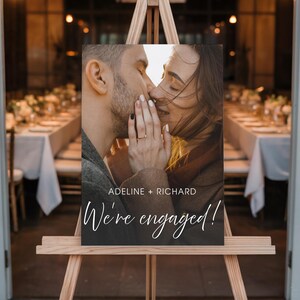Engagement Party Welcome Sign | Custom Photo Acrylic, Wood, Foam Board or Framed Engagement Dinner Decor | Personalized We’re Engaged Sign