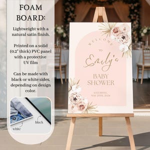 Personalized Baby Shower Sign, Custom Baby Shower Welcome Sign, Baby Shower Easel sign, Floral Baby Shower Poster, Foam Board Sign image 2