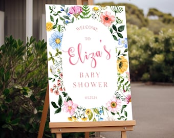 Baby in Bloom Floral Baby Shower Sign, Custom Foam Board Baby Shower Welcome Sign, Bright Baby Shower Easel sign, Baby Shower Poster