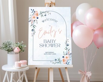 Personalized Baby Shower Sign, Custom Foam Board Baby Shower Welcome Sign, Boho Floral Baby Shower Easel sign, Baby Shower Poster