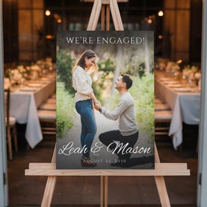 Engagement Party Welcome Sign | Custom Photo Acrylic, Wood, Foam Board or Framed Engagement Dinner Decor | Personalized We’re Engaged Sign