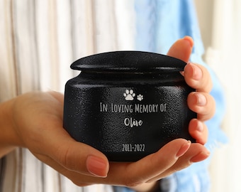 Custom Pet Urn with Engraved Name - Personalized Cremation Urns for Dogs & Cats - Forever In My Heart Pet Memorial Gift - Pet Loss Gifts