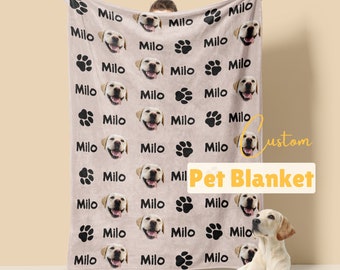 Personalized Pet Photo Blanket with Name - Custom Dog and Cat Blanket with Picture - Pet Memorial Gift - Photo Gifts for Dog Lovers