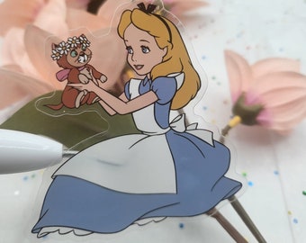 Alice und Dina Sticker / Alice im Wunderland transparenter Sticker