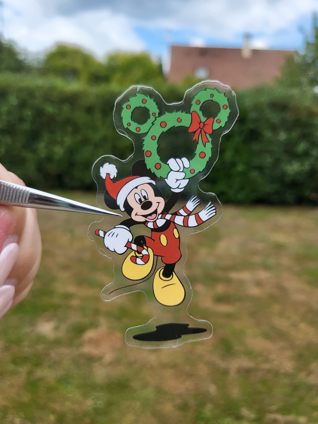 Disney Christmas Mickey Sticker / Clear, Vinyl and Waterproof Sticker