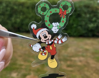 Disney Christmas Mickey-klistermärke / Genomskinlig, vinyl- och vattentät klistermärke