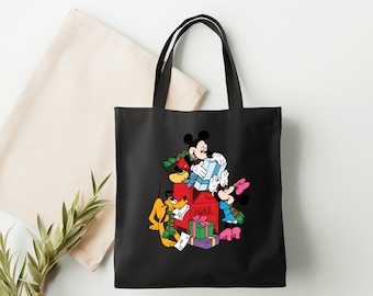 Mickey navideño de Disney/Bolso de mano/Bolso de lona/Bolso de mano hecho en Canadá/disponible en colores natural y negro