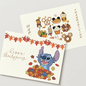 Conjunto de 6 cartões de Ação de Graças da Disney ou individuais com envelope