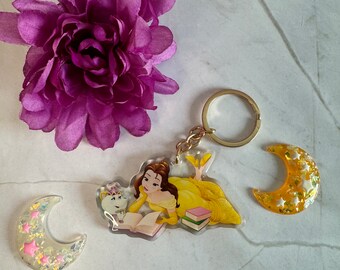 Belle Disney Epoxy Keychain- The beauty and the beast Keychain