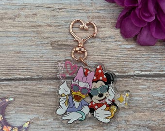 Minnie and daisy epoxy keychain