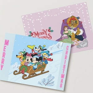 Disney Weihnachtsgrußkarte - Handgemachte Karten mit Umschlag, einzeln oder im 6er Set