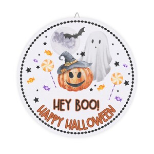 Hey Boo Halloween Sign: Rustic Baltic Birch Wood, Fall Decor