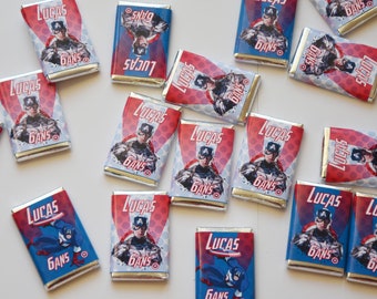 Lot de 10 mini chocolat personnalisés Captain America