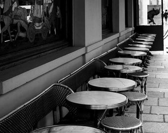 Impresión artística de París, fotografía callejera de terraza de cafetería, decoración del hogar