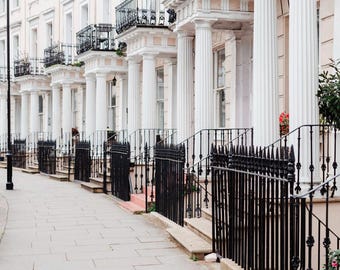 Fotografía de arquitectura de una casa georgiana en Londres - Arte mural monocromático para decoración del hogar - Regalo ideal para galerías