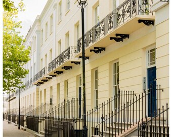 Lámina artística de Cheltenham, fotografía de Regency Terrace Street, decoración de pared, arquitectura georgiana, póster de viaje inglés