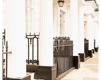 Fotografía impresa de una casa georgiana, arte arquitectónico de Onslow Square, Londres, para decoración de paredes del hogar.