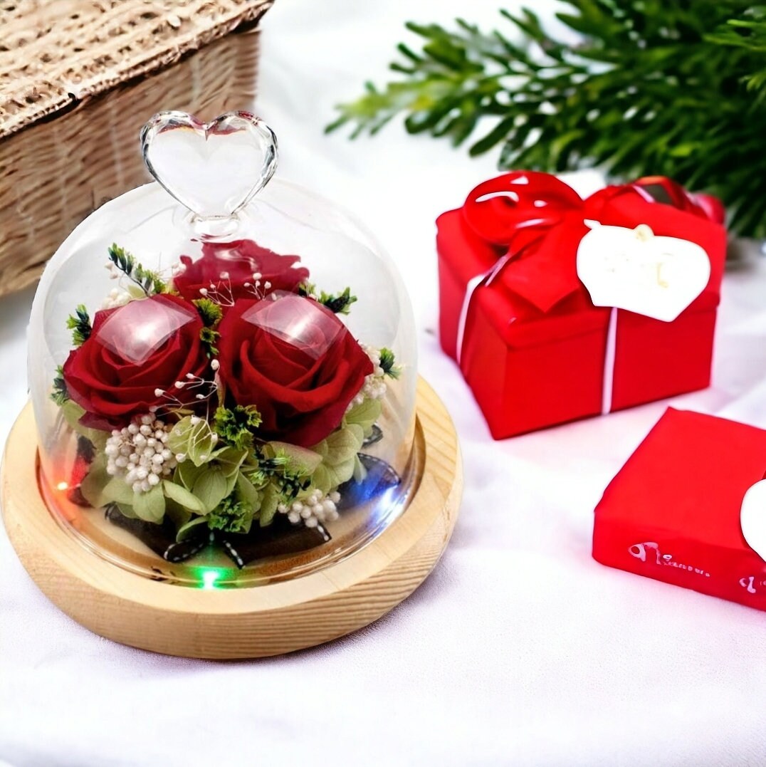 Ours en Rose avec Cœur dans sa boîte –Saint Valentin, Mariage, Noël,  Cadeau, Anniversaire, Fête des Mères – H35cm