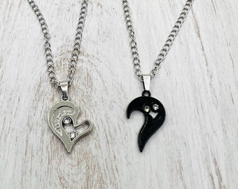 Heart Shaped Necklace for Couple, Minimalist Couple Necklace - Matching Necklaces for Boyfriend/Girlfriend,