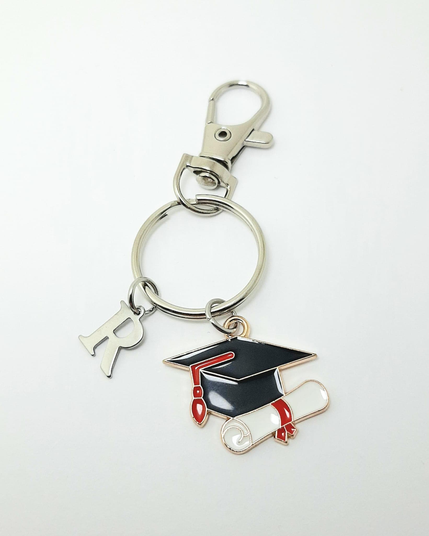 Jovivi Portachiavi in acciaio inox con ciondolo diploma, anello portachiavi graduazione, ispiratore, regalo di laurea, Argento senza incisione, Taglia unica