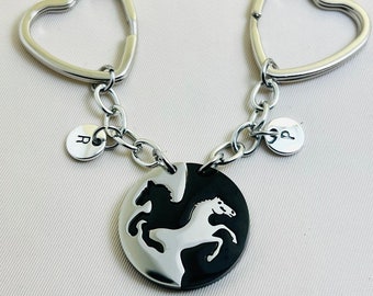 Double keychain, horse keychain, horse racing enthusiast gift, personalized keychain, cowboy gift, horse,