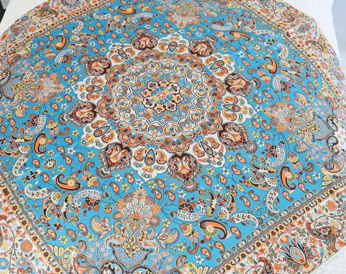 Termeh, Persian tablecloth with silk 37*37 inches (Blue color)