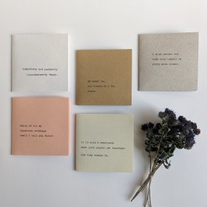Jane Austen Zitate Karten-Set | 5er-Set | Kleine Grußkarten | Maschinengeschrieben | Freunde | Miss You | Vielen Dank | Liebe Dich | Alles Gute zum Geburtstag |Hochzeit