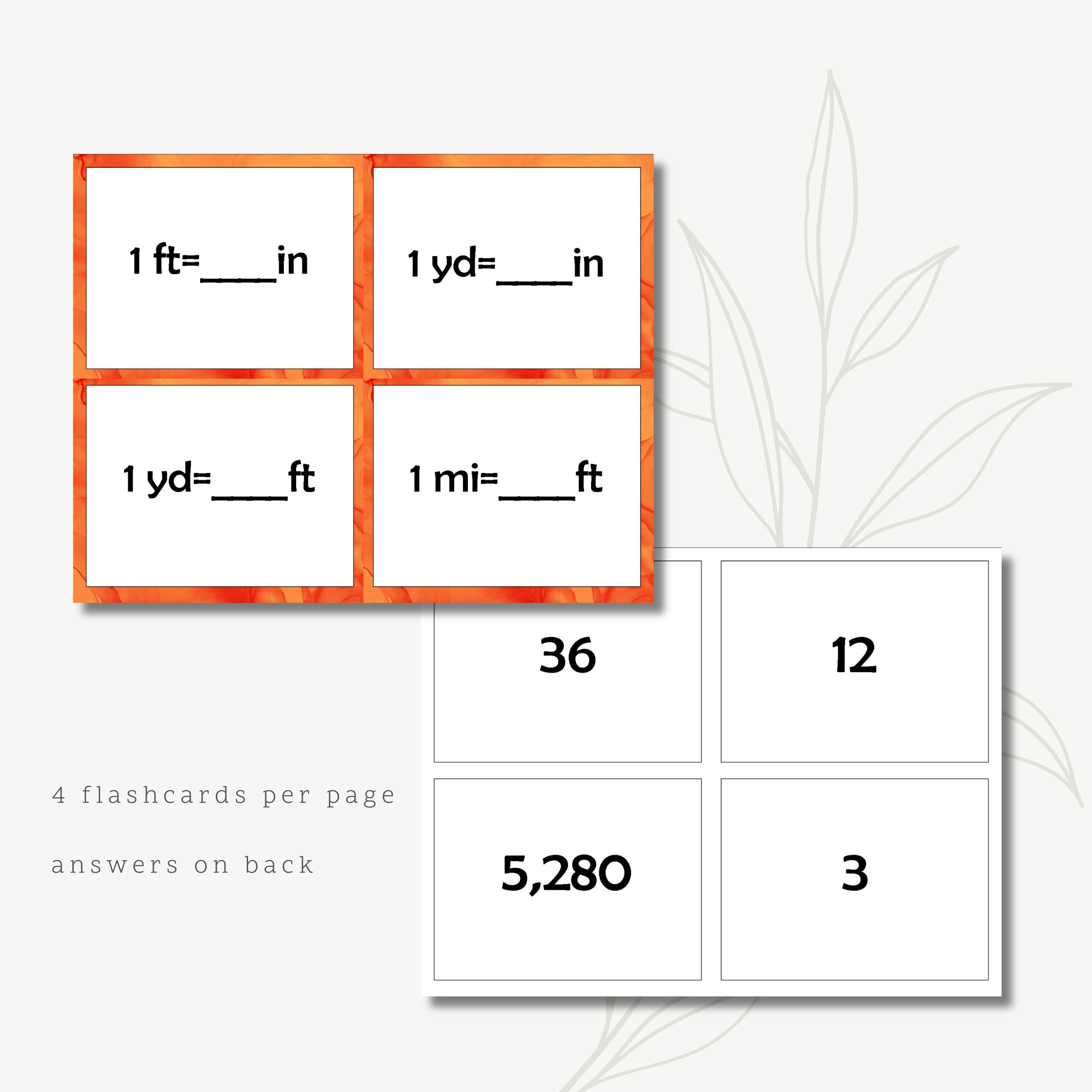 Math Concept Flashcards | Printable | Math Drill | Formulas | Math