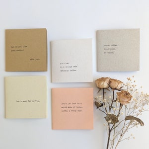 Coffee and You Kartenset | 5er-Set | Kleine Grußkarten | Maschinengeschrieben | Zitate | Freunde | Miss You | Liebe Dich | Happy Birthday |Hochzeit |Bücher