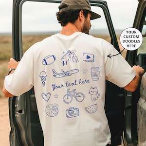 This Is Me Doodles Tee, Personality Doodle Shirt, Favourite Things, Customized Drawn T-Shirt, Anniversary Gift, Valentine's Day Symbols Tees