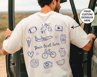 This Is Me Doodles Tee, Personality Doodle Shirt, Favourite Things, Customized Drawn T-Shirt, Anniversary Gift, Valentine's Day Symbols Tees