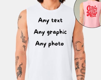 Camiseta sin mangas personalizada con estampado delantero y trasero, camiseta sin mangas unisex, camiseta sin mangas con foto personalizada, camiseta sin mangas tipo jersey personalizada, camiseta sin mangas con tu propio diseño.