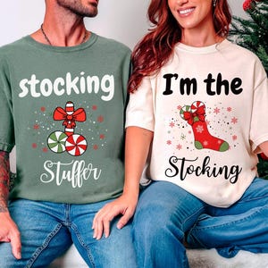 Chemise de Noël pour couple inappropriée, chemise bas de Noël, t-shirt de Noël drôle pour couples, t-shirt de Noël His Her, chemise de Noël offensante