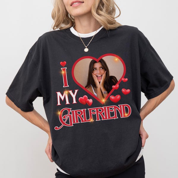 Camiseta personalizada con foto "I Heart", "Me encanta mi camiseta personalizada", "I Heart" personalizada, "I Heart" con foto personalizada, "I Heart", "San Valentín" personalizada