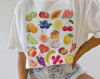 T-shirt med vintagemotiv och frukttryck: Cottagecore sommartröja