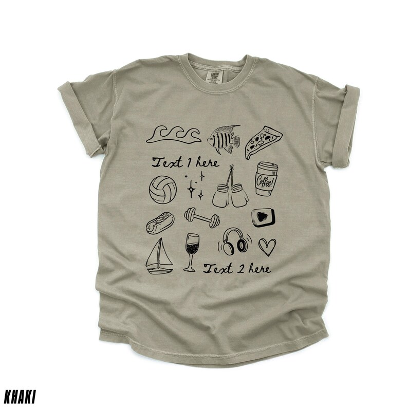 Custom Personality Shirt, Customized Drawn T-Shirt, This Is Me Doodles Tee, Favourite Things, Anniversary Gift, Valentine's Day Symbols Tee image 9