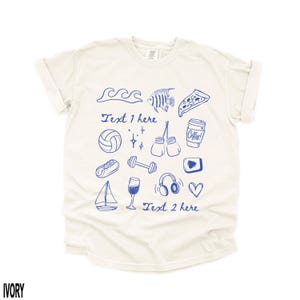 Custom Personality Shirt, Customized Drawn T-Shirt, This Is Me Doodles Tee, Favourite Things, Anniversary Gift, Valentine's Day Symbols Tee image 6