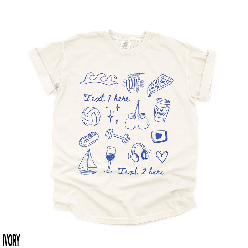 Custom Personality Shirt, Customized Drawn T-Shirt, This Is Me Doodles Tee, Favourite Things, Anniversary Gift, Valentine's Day Symbols Tee image 6