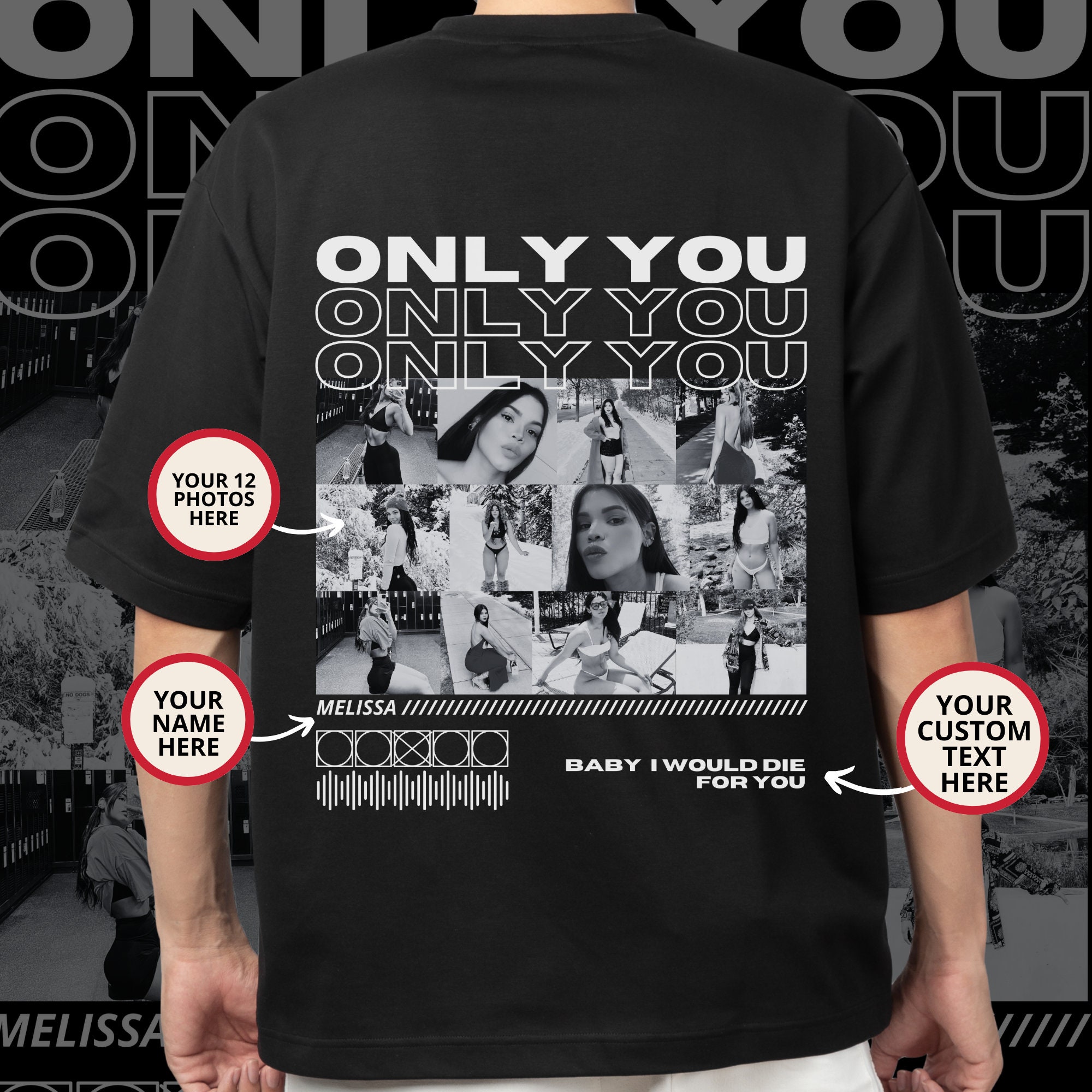 Only You Photo Shirt, Girlfriend Collage Shirt, Collage Photo Shirt