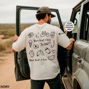 Custom Personality Shirt, Customized Drawn T-Shirt, This Is Me Doodles Tee, Favourite Things, Anniversary Gift, Valentine's Day Symbols Tee image 2