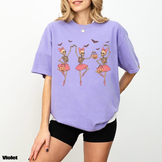 Pink Skeleton Dancing Shirt: Vintage Skeletons Shirt, Funny Skeletons Halloween Shirt, Coquette Skeletons Tee, Skeletons Sweatshirt