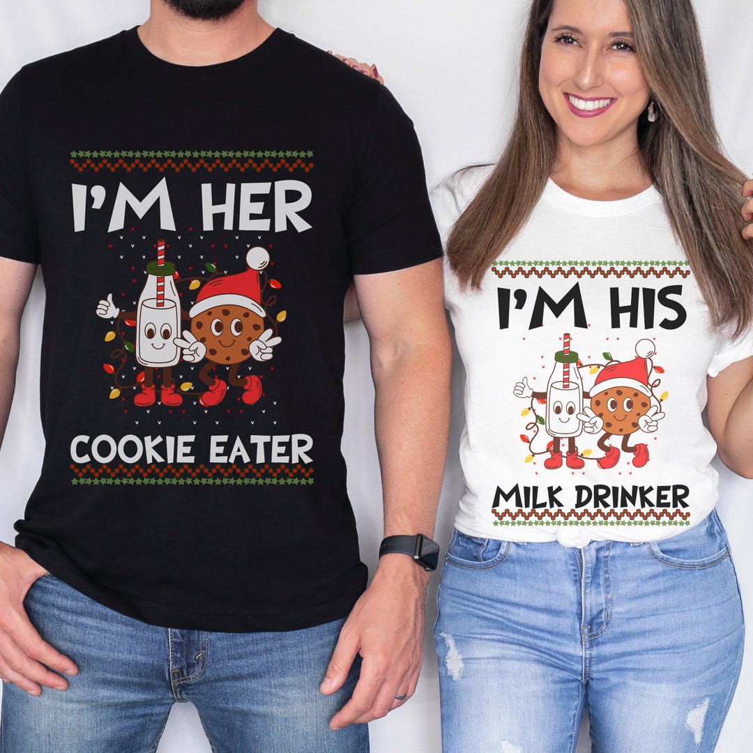 Inappropriate Christmas Couples Shirt, Cookie Eater Milk Drinker, Funny — free download