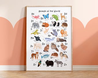 Animal Alphabet Nursery Print – Montessori Kids Wall Art