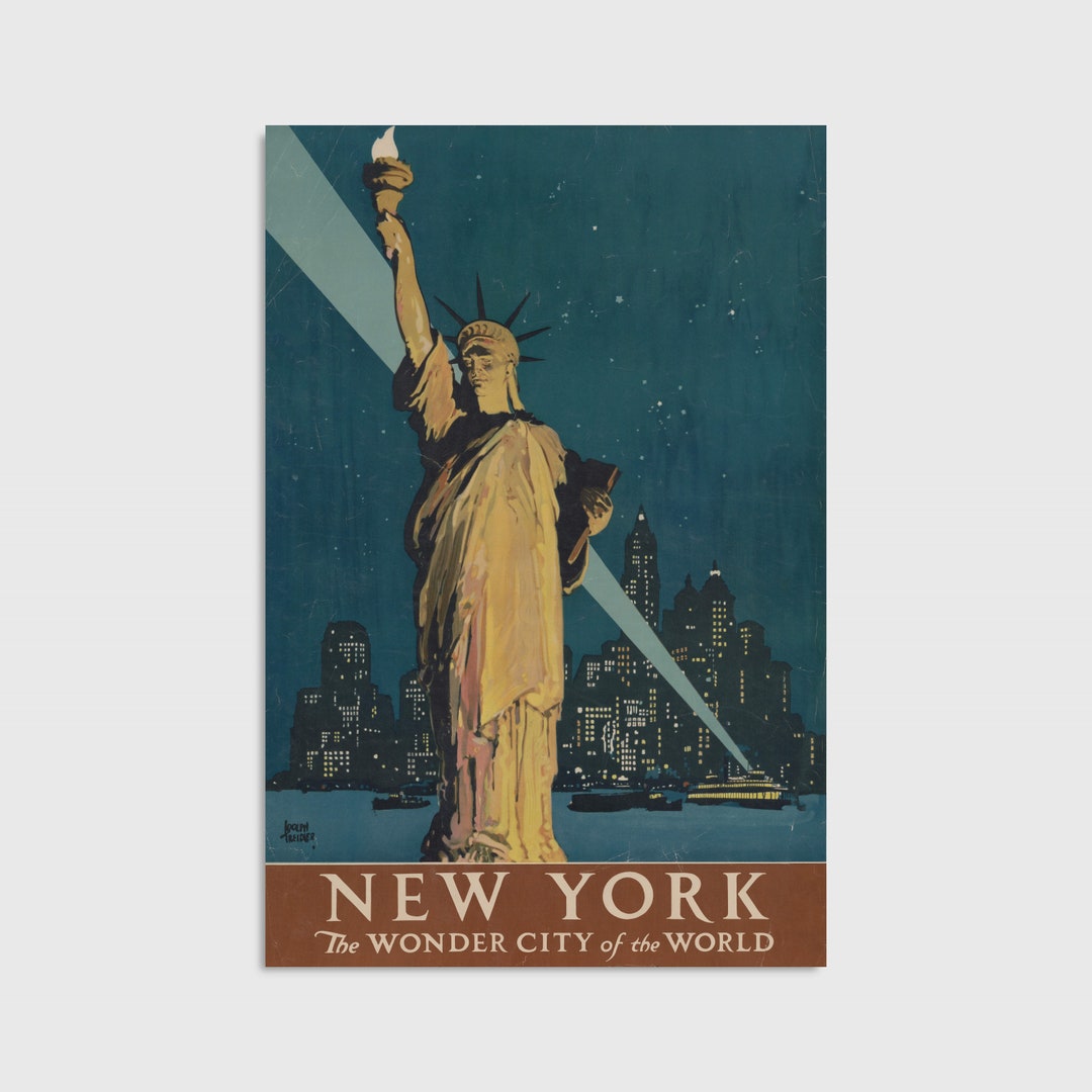 New York Vintage Poster Digital Travel Decor Wall Art - Etsy