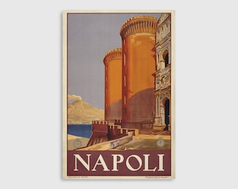 Napoli Italy Vintage Poster Digital Travel Decor Wall Art