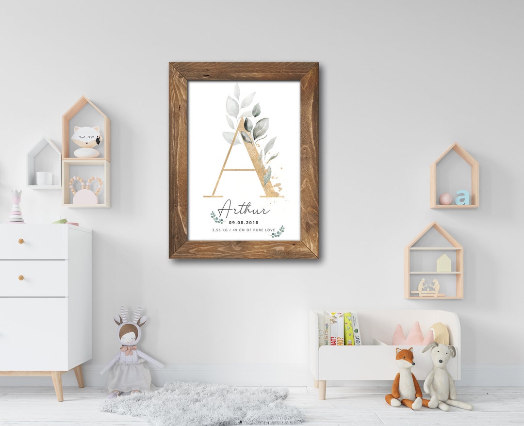 Personalized Baby Birth Poster / Souvenir Baby Poster / Initial, First ...