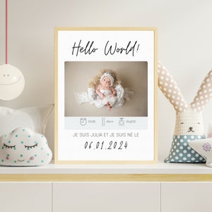 Cartel personalizado de nacimiento de bebé / Cartel de recuerdo de bebé /, nombre, peso, altura y hora