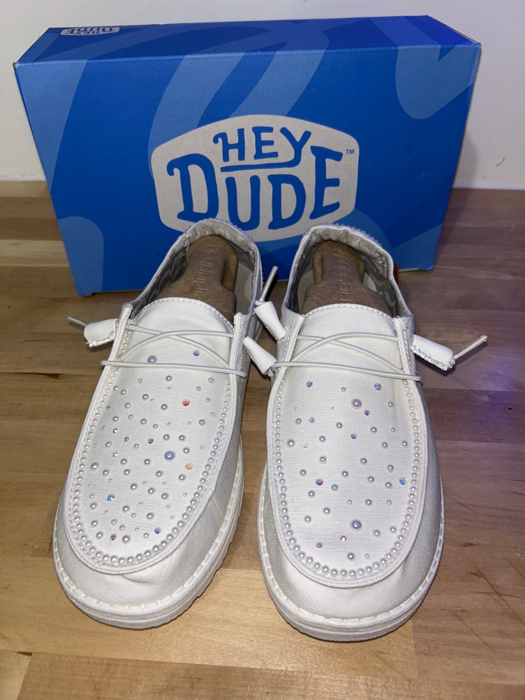 Pearl Hey Dude Wedding Day Shoes Custom Hey Dude Wedding Shoes Bride